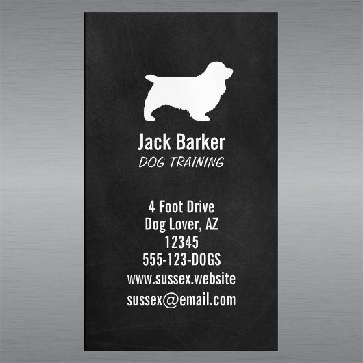 Sussex Spaniel Silhouet Chalkboard Stijl Visitekaartje Magneet