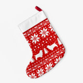 Sussex Spaniel Silhouettes Pattern Red en White Kleine Kerstsok (Achterkant (Hangend))