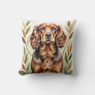 Sussex Spaniel Watercolor Herfstblad Kunst Kussen