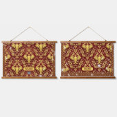 Sustainable Opulence: Crimson & Gold Elephant Des Hangend Wandkleed (Dubbel)
