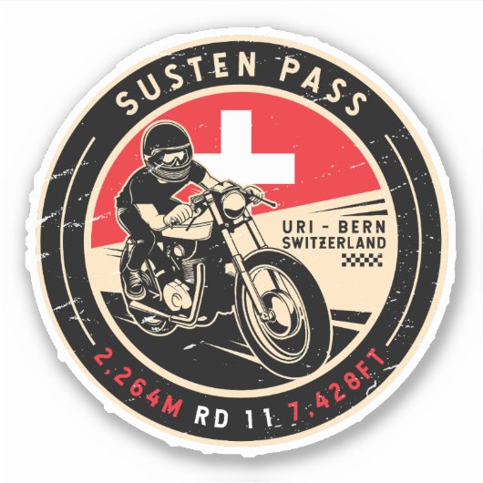 Susten Pass | Zwitserland | Motorfiets Sticker (Voorkant)