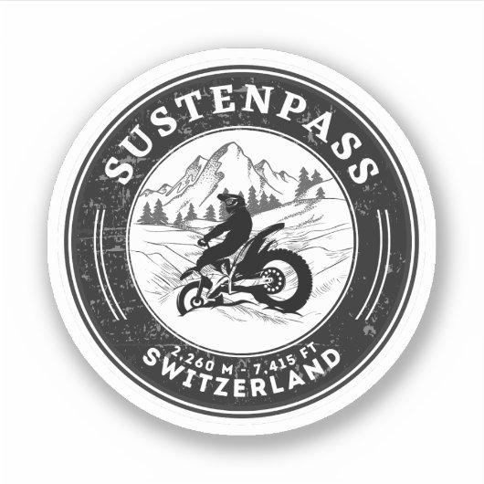 Susten Pass Zwitsers-Alpen motortour Sticker (Voorkant)