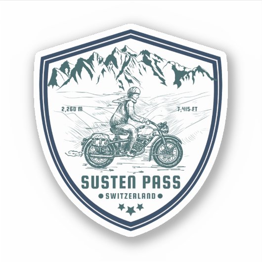 Susten Pass Zwitsers-Alpen motortour Sticker (Voorkant)
