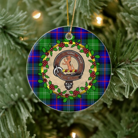 Sutherland Badge & Tartan Gepersonaliseerde Kerstm Keramisch Ornament (Boom)