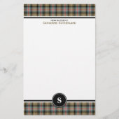 Sutherland Clan Ancient Tartan Tan Plaid Monogram Briefpapier (Voorkant)