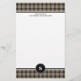 Sutherland Clan Ancient Tartan Tan Plaid Monogram Briefpapier