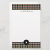Sutherland Clan Ancient Tartan Tan Plaid Monogram Briefpapier (Voorkant / Achterkant)