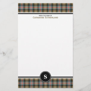 Sutherland Clan Ancient Tartan Tan Pset Monogram Briefpapier