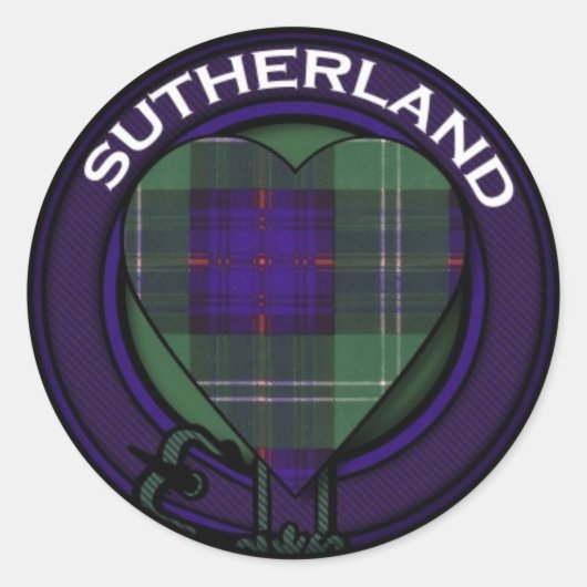 Sutherland Heart Tartan ontwerp Ronde Sticker (Voorkant)