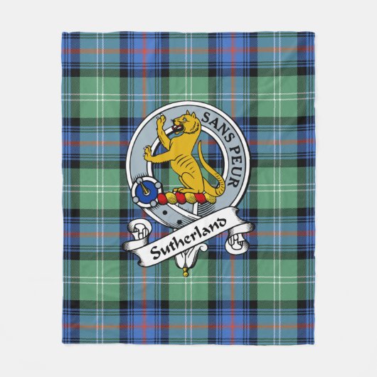 Sutherland Old Ancient Clan Badge Tartan Pset Fleece Deken (Voorkant)
