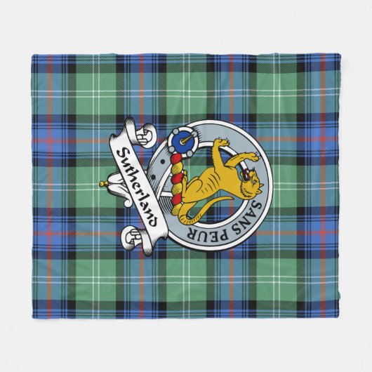 Sutherland Old Ancient Clan Badge Tartan Pset Fleece Deken (Voorkant (Horizontaal))