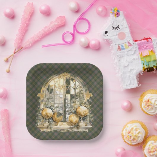  Sutherland Old Scottish Clan Tartan Christmas Papieren Bordje (Feest)