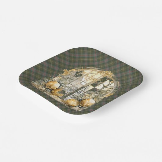  Sutherland Old Scottish Clan Tartan Christmas Papieren Bordje (Gebogen)