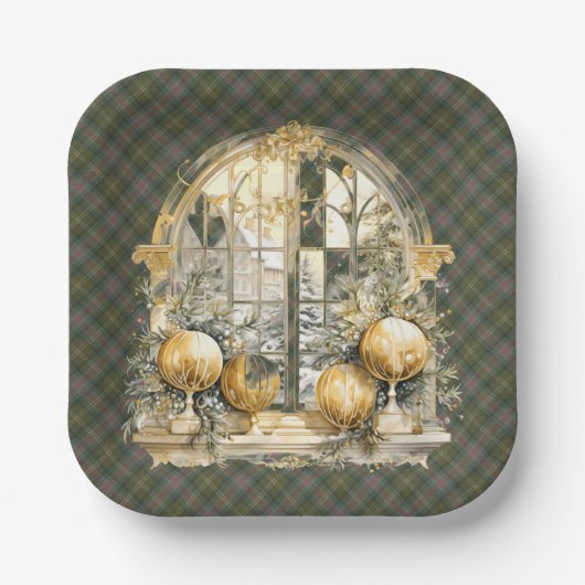  Sutherland Old Scottish Clan Tartan Christmas Papieren Bordje (Voorkant)