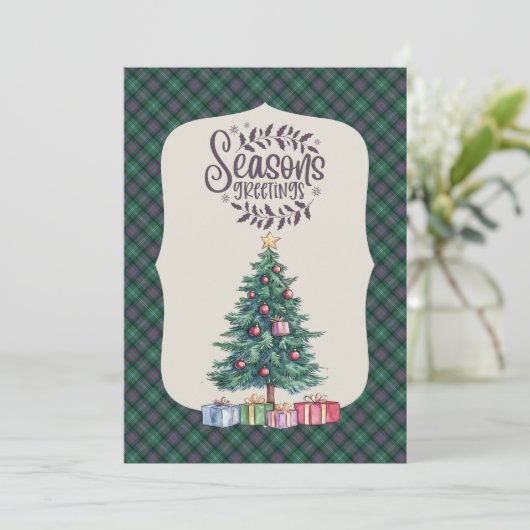 Sutherland Oude Oude Schotse Tartan Kerstmis Feestdagenkaart (Staand voorkant)