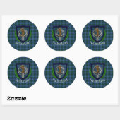 Sutherland Schotse Clan Tartan & Crest Ronde Sticker (Vel)