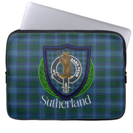 Sutherland Schotse Clan Tartan en Wapenembleem Laptop Sleeve