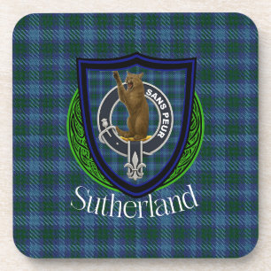 Sutherland Schotse Clan Tartan & Wapen Bier Onderzetter