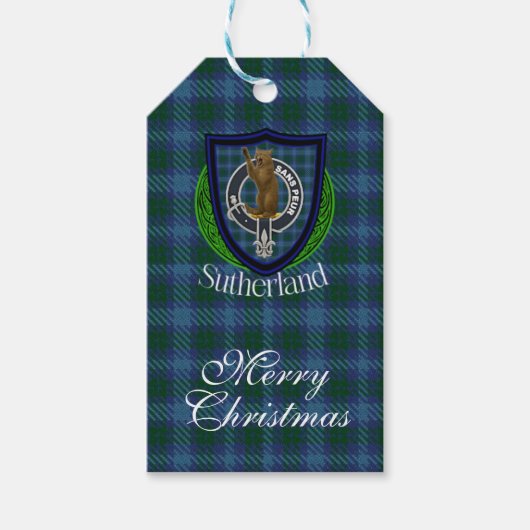 Sutherland Schotse Clan Tartan & Wapen Cadeaulabel (Voorkant)