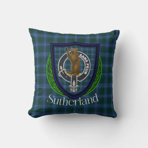 Sutherland Schotse Clan Tartan & Wapen Kussen