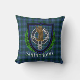 Sutherland Schotse Clan Tartan & Wapen Kussen