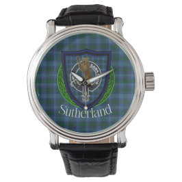 Sutherland Schotse Clan Tartan & Wapenembleem Horloge