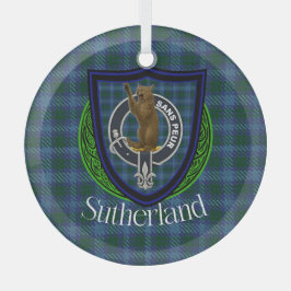 Sutherland Scottish Clan Tartan & Crest Glas Ornament