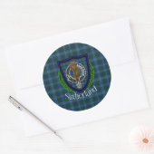 Sutherland Scottish Clan Tartan & Crest Ronde Sticker (Envelop)