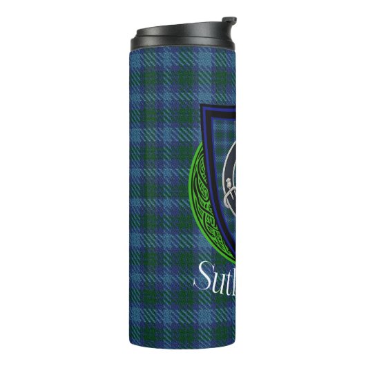 Sutherland Scottish Clan Tartan & Crest Thermosbeker (Gedraaid links)