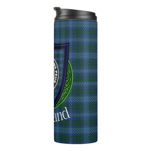 Sutherland Scottish Clan Tartan & Crest Thermosbeker (Geroteerd rechts)