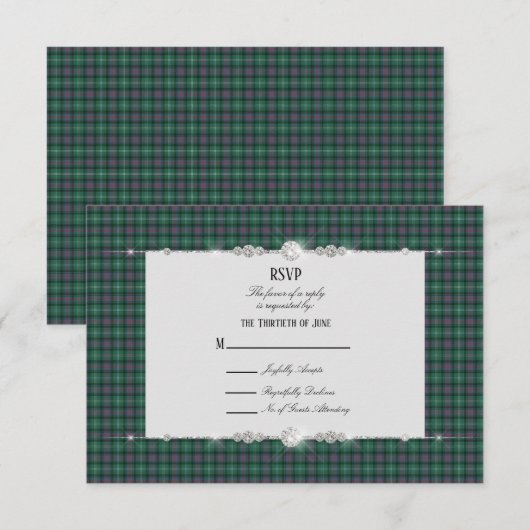 Sutherland Scottish Tartan RSVP Kaartje (Voorkant / Achterkant)