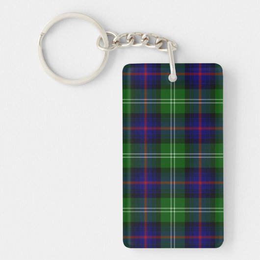 Sutherland tartan blauw groen geruit sleutelhanger (Voorkant)