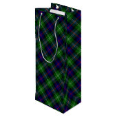 Sutherland tartan blauw groen ruit wijn cadeautas (Achterkant Gekanteld)