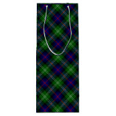 Sutherland tartan blauw groen ruit wijn cadeautas (Achterkant)