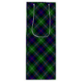 Sutherland tartan blauw groen ruit wijn cadeautas (Voorkant)