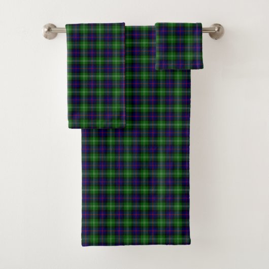 Sutherland tartan blue green plaid bad handdoek (Insitu)
