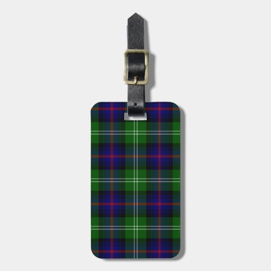 Sutherland tartan blue green plaid bagagelabel (Voorkant verticaal)