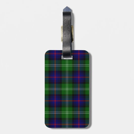 Sutherland tartan blue green plaid bagagelabel (Achterkant verticaal)