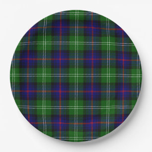 Sutherland tartan blue green plaid papieren bordje