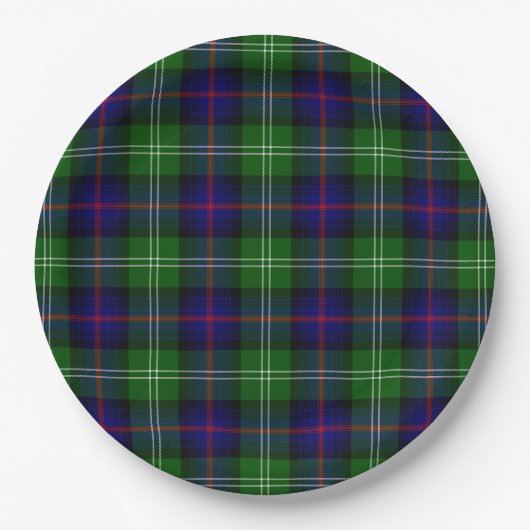 Sutherland tartan blue green plaid papieren bordje (Voorkant)