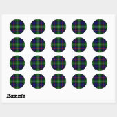 Sutherland tartan blue green plaid ronde sticker (Vel)