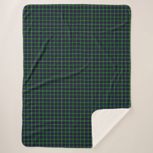 Sutherland tartan blue green plaid sherpa deken