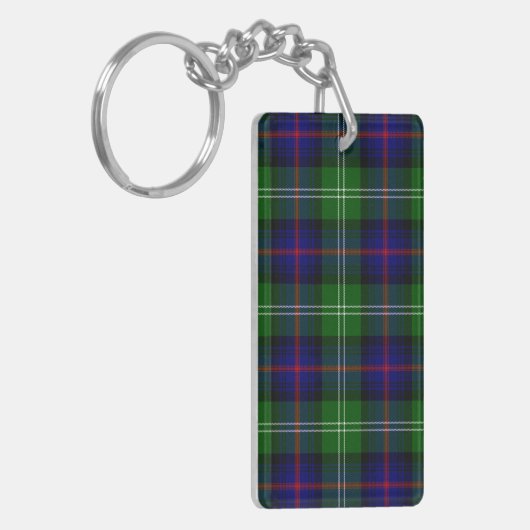 Sutherland tartan blue green plaid sleutelhanger (Voorkant Links)