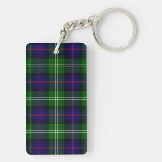 Sutherland tartan blue green plaid sleutelhanger (achterkant)