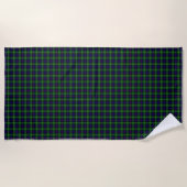 Sutherland tartan blue green plaid strandlaken (Voorkant)