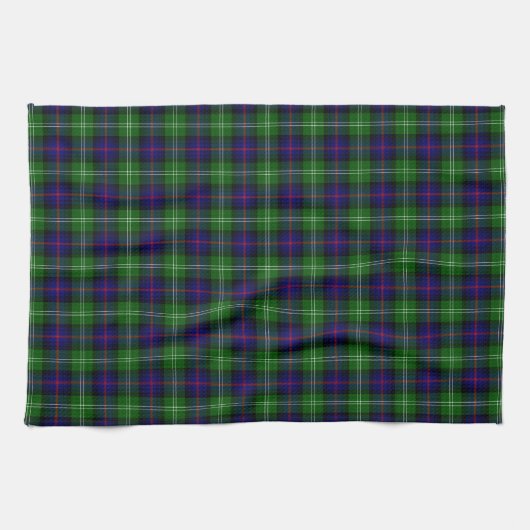 Sutherland tartan blue green plaid theedoek (Horizontaal)