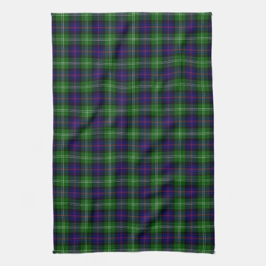 Sutherland tartan blue green plaid theedoek (Verticaal)