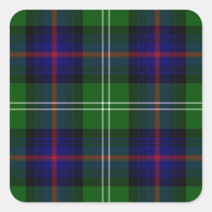 Sutherland tartan blue green plaid vierkante sticker