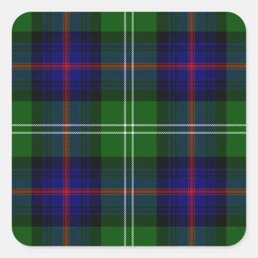 Sutherland tartan blue green plaid vierkante sticker (Voorkant)