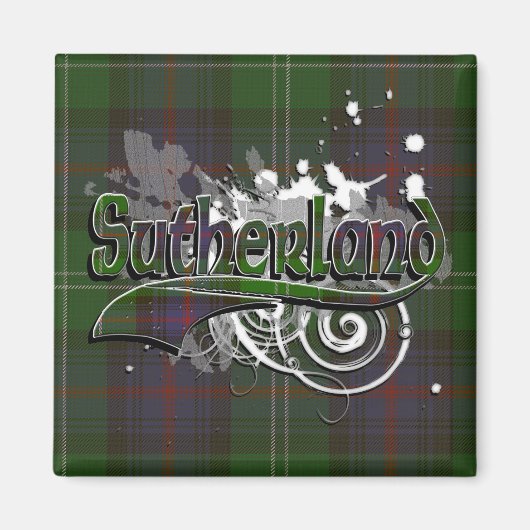 Sutherland Tartan Grunge Magneet (Voorkant)